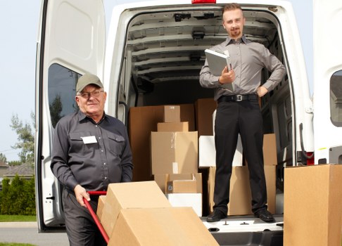 Moving van and boxes for removals in Boundsgreen