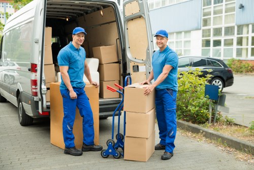 Prepared boxes and furniture placed safely in secure storage in Boundsgreen